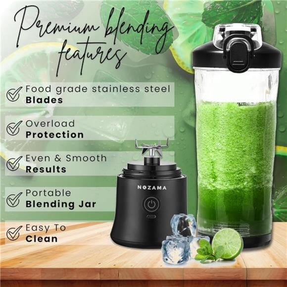 Portable Blender, 20 Oz Cup, Waterproof With Rechargeable USB, 6 Blades (Black) - Picture 3 of 6